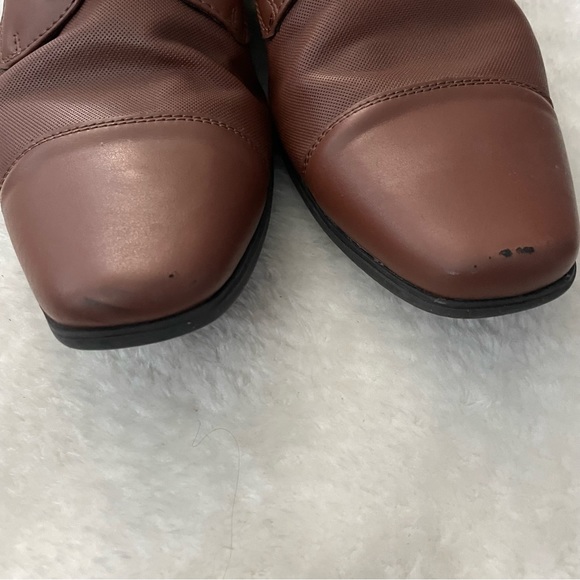 Calvin Klein Bram Lace Up Cap-Toe Leather Brown Dress Shoes - Picture 6 of 11